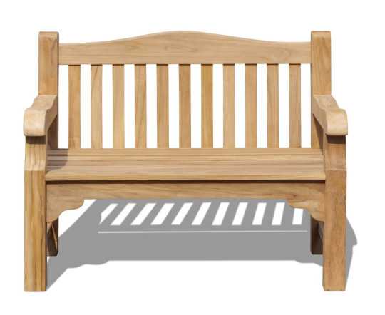 Front view of St. James Teak Traditional Park Bench - 1.2m