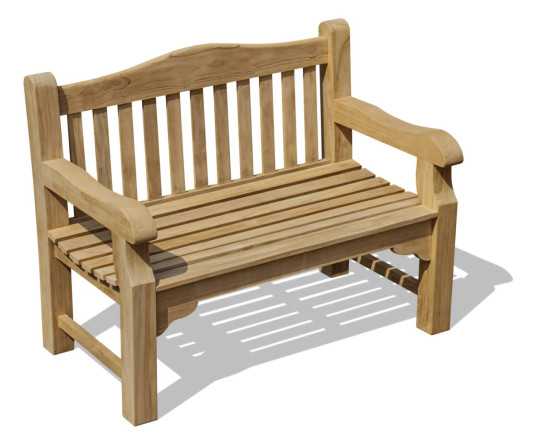 Slight above view of St. James Teak Traditional Park Bench - 1.2m