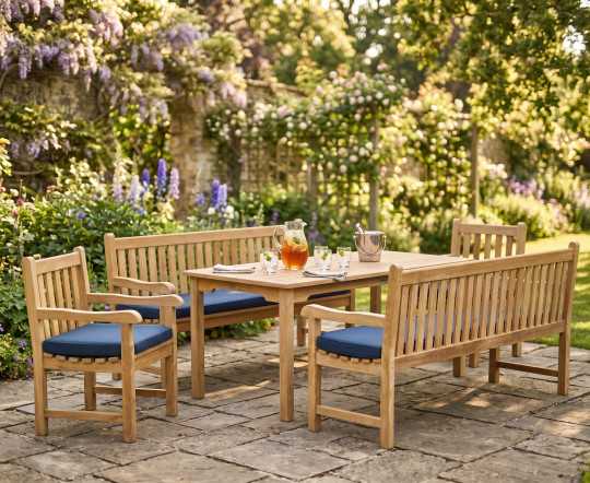 Hampton 10 Seater Rectangular Dining Set with York Benches and Chairs