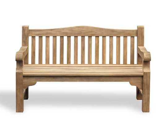 Front view of St. James Teak Traditional Park Bench - 1.5m