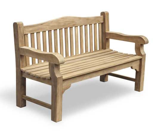 Side view of St. James Teak Traditional Park Bench - 1.5m