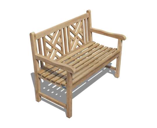 Above view of Chartwell Teak Lattice 2 Seater Garden Bench - 1.2m