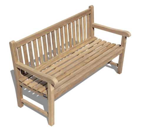Above view of York Teak 3 Seater Garden Bench - 1.5m