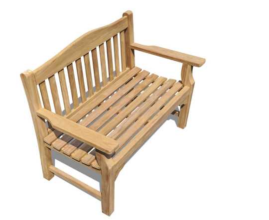 Above view of Runnymede 2 Seater Teak Garden Bench - 1.2m