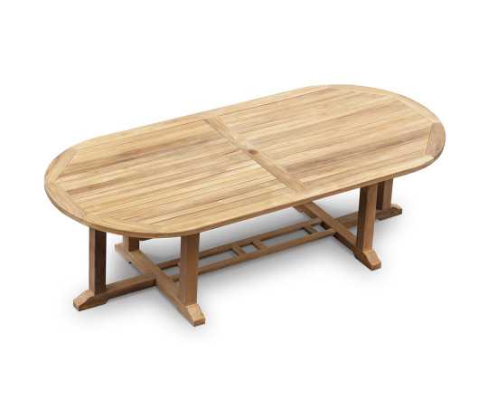 Above view of Winchester Teak Oval Garden Table - 1.2 x 2.6m
