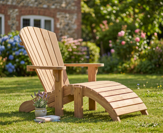 Teak Adirondack Bear Chair with Footrest