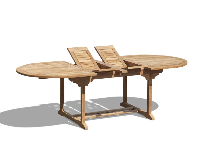 Oxburgh Teak Double-Leaf Extending Outdoor Dining Table – 1.8-2.4m