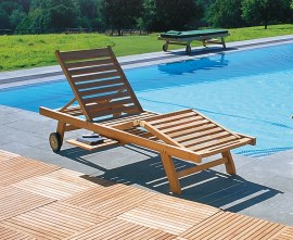 Luxury Teak Reclining Sun Lounger with Cushion