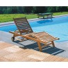 Luxury Teak Reclining Sun Lounger with Cushion