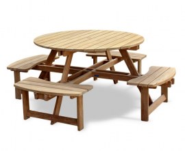 Deluxe 8 Seater Teak Round Picnic Table