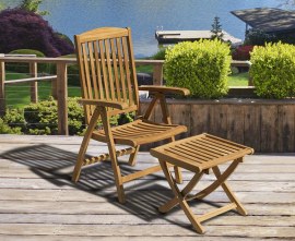 Tewkesbury Teak Outdoor Recliner Chair with Footstool