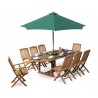 Oxburgh 8 Seater Teak 1.8-2.4m Extending Table with Cannes Folding Chairs and Armchairs