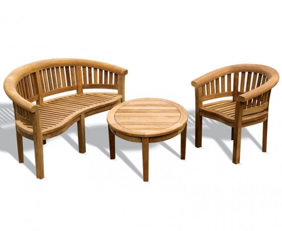 Apollo Banana Bench and Armchair Set with Cotswold Coffee Table