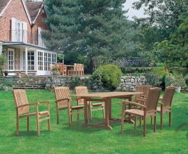 Winchester 6 Seater Teak 1.8m Rectangular Table with Cannes Armchairs