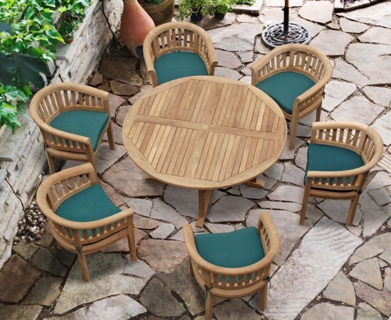 Sissinghurst 6 Seater Round 1.5m Dining Set with Banana Chairs