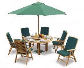 Orion 6 Seater Round 1.5m Garden Table with Cannes Reclining Chairs