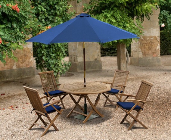 Lymington Octagonal 1.2m Folding Dining Set with 4 Newhaven Armchairs