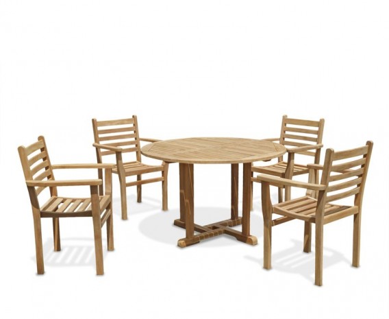 Sissinghurst 4 Seater Round 1.2m Dining Set with Sussex Chairs