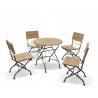 Teak Folding Bistro Round 0.8m Table & 4 Side Chairs