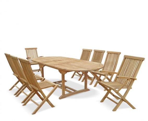 Oxburgh 8 Seater Teak 1.8-2.4m Extending Table with Newhaven Chairs
