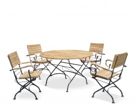 Café 4 Seater Round 1.3m Table and Armchairs Set - Black