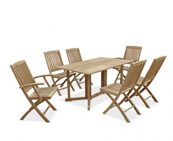 Byron 6 Seater Teak 1.5m Gateleg Dining Set with Cannes Chairs