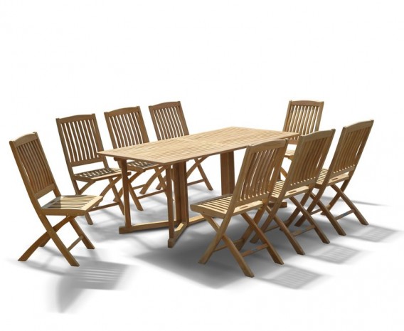 Byron 8 Seater Teak 1.8m Gateleg Dining Set with Cannes Dining Chairs
