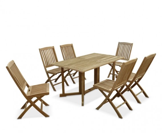 Byron 6 Seater Teak 1.5m Gateleg Dining Set with Cannes Dining Chairs
