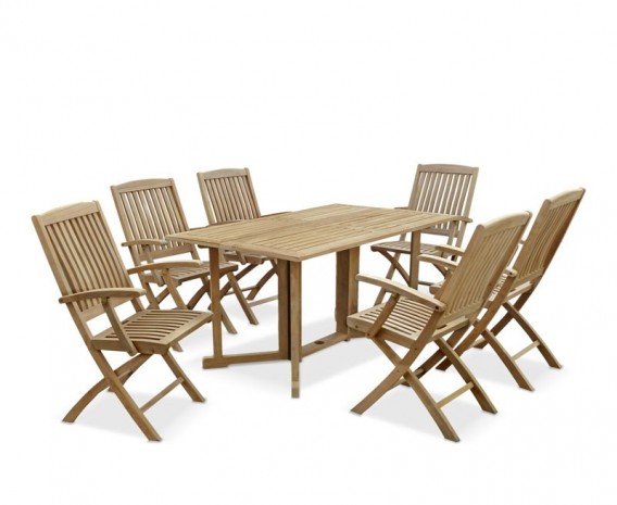 Byron 6 Seater Teak 1.5m Gateleg Dining Set with Cannes Armchairs