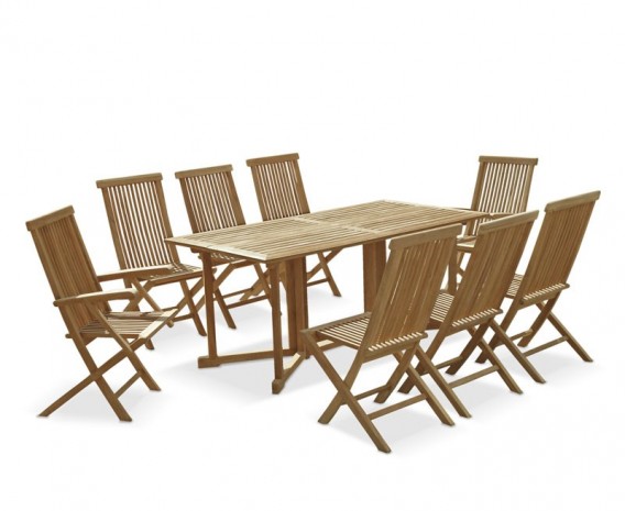 Byron 8 Seater Teak 1.8m Gateleg Dining Set with Newhaven Chairs