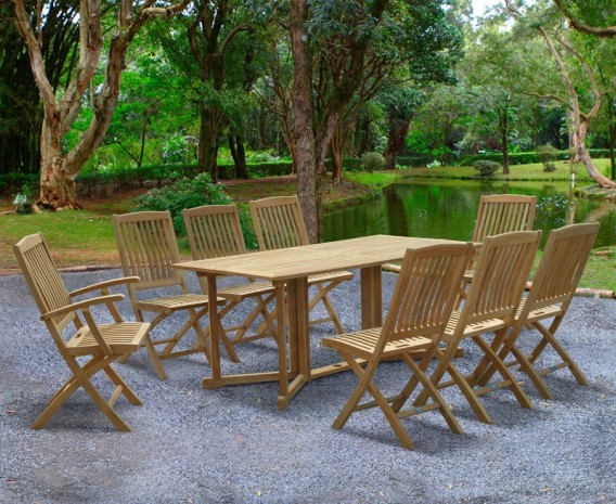 Byron 8 Seater Teak 1.8m Gateleg Dining Set with Cannes Chairs