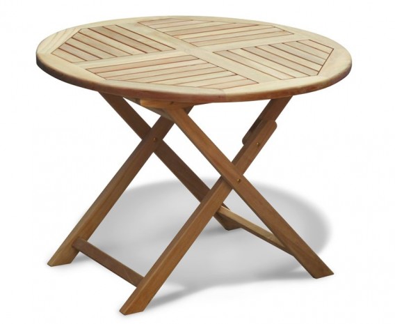 Lymington Teak Round Folding Garden Table - 1m