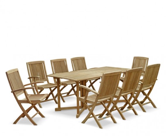 Byron 8 Seater Teak 1.8m Gateleg Dining Set with Palma Armchairs