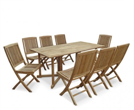 Byron 8 Seater Teak 1.8m Gateleg Dining Set with Palma Dining Chairs