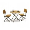 2 Seater Outdoor Wooden Foldable Cafe Set | Garden Folding Cafe Table & 2 Patio Folding Cafe Chairs