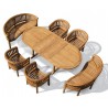 Oxburgh Teak Extendable Table 1.8-2.4m with Banana Benches and Chairs