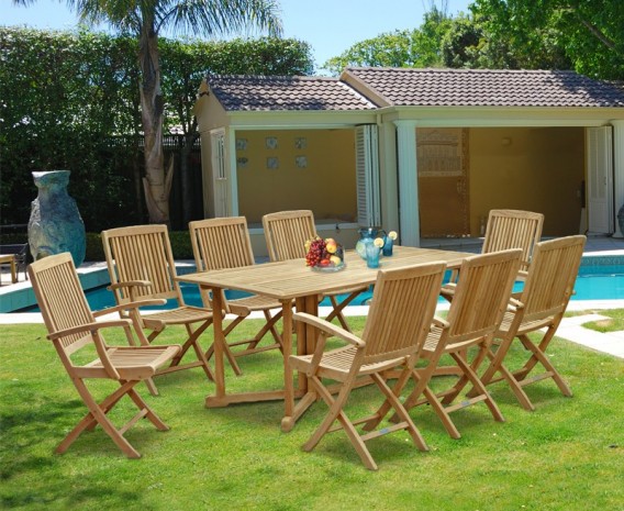 Byron 8 Seater Teak 1.8m Gateleg Dining Set with Palma Armchairs