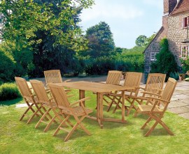 Byron 8 Seater Teak 1.8m Gateleg Dining Set with Cannes Armchairs