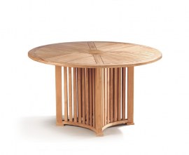 Richmond Teak Contemporary Round Garden Table - 1.3m