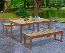 Hampton 6 Seater Rectangular 1.5m Dining Set with Tavistock Benches