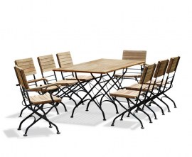 Café 8 Seater Rectangular 1.8m Table and Chairs Set - Black