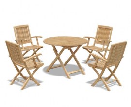 Lymington 4 Seater Round 1m Dining Set with Palma Folding Armchairs