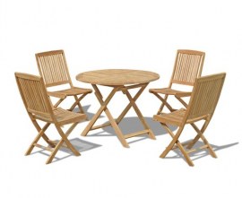 Lymington 4 Seater Round 1m Dining Set with Palma Folding Side Chairs