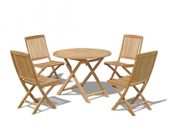 Lymington 4 Seater Round 1m Dining Set with Palma Folding Side Chairs