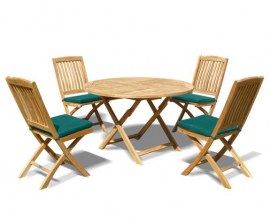 Lymington Round 1.2m Folding Dining Set with 4 Cannes Side Chairs