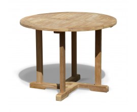 Sissinghurst Teak Round Garden Dining Table - 1m