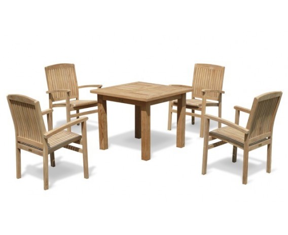 Gladstone 4 Seater Square 90cm Table with Cannes Stacking Armchairs