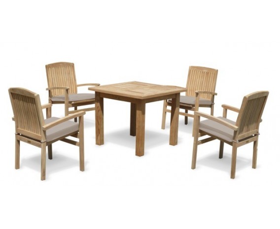 Gladstone 4 Seater Square 90cm Table with Cannes Stacking Armchairs