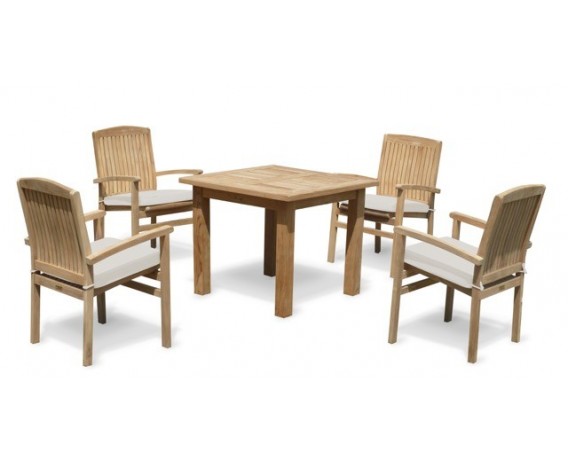 Gladstone 4 Seater Square 90cm Table with Cannes Stacking Armchairs