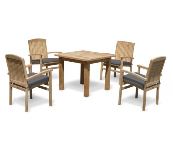 Gladstone 4 Seater Square 90cm Table with Cannes Stacking Armchairs